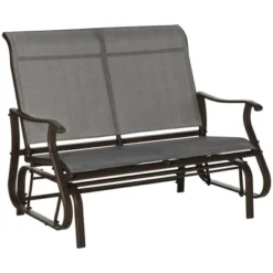 Outsunny 47" Outdoor Double Glider Bench For 2 Person, Patio Glider Armchair Swing Chair For Backyard With Mesh Seat And Backrest, Steel Frame -Outsunny GUEST e2c3c533 928b 466c 9857 ddd57d6e2a95