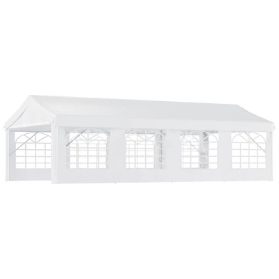 Outsunny 13' X 26' Event Tent & Party Pavilion, Removable Sidewalls, Zipper Doors, Extra Large Steel Frame, Stylish Windows, Wedding White 3 Outsunny 13' X 26' Event Tent & Party Pavilion, Removable Sidewalls, Zipper Doors, Extra Large Steel Frame, Stylish Windows, Wedding White - Image 3