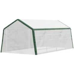 Outsunny 19.7' X 9.8' X 7.9' Outdoor Walk-in Greenhouse, Hot House With Mesh Windows, Bottom Vent, Zippered Door, PE Cover, Steel Frame, White -Outsunny GUEST e4bfe282 049b 4956 ad5b 3445e71a4c48
