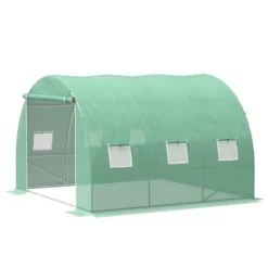 Outsunny Walk-in Tunnel Greenhouse With High-Quality Transparent PE Cover, Zipper Doors, & Windows Green -Outsunny GUEST e4c6e3fd ff45 4d3b 9032 5114a8f1dfc4
