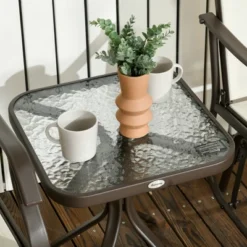 Outsunny 3 Piece Outdoor Glider Chair With Coffee Table Bistro Set, 2 Patio Rocking Chairs With Breathable Sling Fabric, Glass Tabletop, Cream White -Outsunny GUEST e7065321 da8c 4ada 9314 e5af1ba94f5f