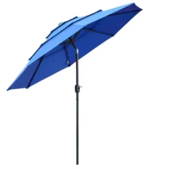 Outsunny 9FT 3 Tiers Patio Umbrella Outdoor Market Umbrella With Crank, Push Button Tilt For Deck, Backyard And Lawn -Outsunny GUEST e7d8e5b8 6a28 4181 9ca9 3d6a5c59e40b