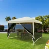 Outsunny 10' X 10' Pop Up Canopy Tent With Breathable Mesh Sidewalls, Easy Height Adjustable, Easy Transport Carrying Bag For Backyard Garden Patio