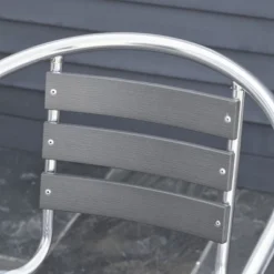 Outsunny 3 Piece Outdoor Patio Bistro Set, Slatted Aluminum Bistro Table, And Chairs, Composite Dining Table, Silver 8 Outsunny 3 Piece Outdoor Patio Bistro Set, Slatted Aluminum Bistro Table, And Chairs, Composite Dining Table, Silver -Outsunny GUEST e9b10868 1889 462f b920 d9674b94b135