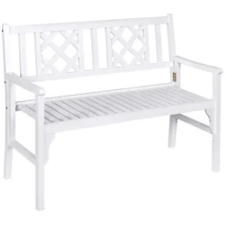 Outsunny Foldable Garden Bench, 2-Seater Patio Wooden Bench, Loveseat Chair With Backrest And Armrest For Patio, Porch Or Balcony -Outsunny GUEST eb452477 9991 4eff 8223 b3b111d616c4