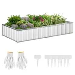 Outsunny 69'' X 36'' Galvanized Raised Garden Bed, DIY Large Planter For Outdoor Plants, No Bottom W/ A Pairs Of Glove For Backyard, Patio To Grow Vegetables, Herbs, And Flowers -Outsunny GUEST ebac50fd 38ce 443b afc1 6e0b1d07bc40
