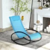 Outsunny Pool Lounger, Outdoor Rocking Lounge Chair For Sunbathing, Pool, Beach, Porch With Pillow & Cool Mesh, Sun Tanning Rocker, Blue