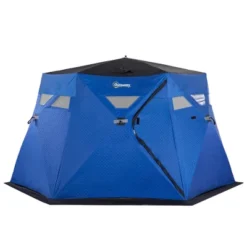 Outsunny 4 Person Insulated Ice Fishing Shelter 360-Degree View, Pop-Up Portable Ice Fishing Tent With Carry Bag, Two Doors And Anchors, Dark Blue -Outsunny GUEST edb23c65 68bc 4791 bc3b 9154c56f3f33