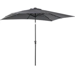 Outsunny 9' X 7' Patio Umbrella Outdoor Table Market Umbrella With Crank, Solar LED Lights, 45° Tilt, Push-Button Operation, For Deck, Backyard, Pool And Lawn -Outsunny GUEST ee6dc0b4 ddad 4e5c a0e6 36563ba455d8