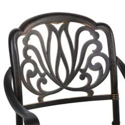 Outsunny Outdoor Furniture Cast Aluminum Dining Set For 4, Round Patio Table And Chairs W/ Umbrella Hole, Stackable Design, Adjustable Feet, Bronze -Outsunny GUEST efb850ce 9156 495d 8f21 6aba9f26b999