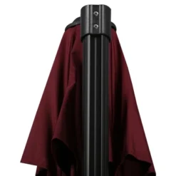 Outsunny 9.8' Offset Patio Umbrella With Base, Steel Aluminum Cantilever Umbrella With 360-degree Rotation, Tilt, 8 Ribs, Crank, Cross Base, Red -Outsunny GUEST f3292873 0621 466f 9660 f74c60e31b37