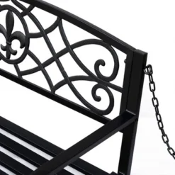Outsunny Steel Hanging Porch Swing, Fleur-de-Lis Design Outdoor Swing Seat Bench With Chains For The Yard, Deck, & Backyard, 485 LBS Weight Capacity -Outsunny GUEST f4009cd5 859a 4a45 b431 34f604568cee