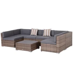 Outsunny 7-Piece Patio Furniture Sets Outdoor Wicker Conversation Sets All Weather PE Rattan Sectional Sofa Set With Cushions & Slat Plastic Wood Table -Outsunny GUEST f502f2ec 9fbe 4893 a763 95b9b66c78f6
