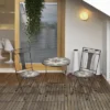 Outsunny 3 Piece Patio Bistro Set, Metal Folding Chairs, Foldable Outdoor Dining Table, Stone Mosaic Pattern For Decor, Poolside, Porch, Coffee