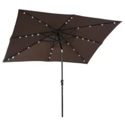 Outsunny 9' X 7' Patio Umbrella Outdoor Table Market Umbrella With Crank, Solar LED Lights, 45° Tilt, Push-Button Operation, For Deck, Backyard, Pool And Lawn -Outsunny GUEST f7bb3b03 c4d2 47b7 9623 4e77d6b46471