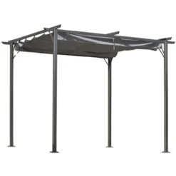 Outsunny 10' X 10' Retractable Patio Gazebo Pergola With UV Resistant Outdoor Canopy & Strong Steel Frame -Outsunny GUEST f87ccd76 2dc1 4cf8 82d6 0299f8ef4eeb