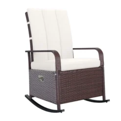 Outsunny Outdoor Rattan Wicker Rocking Chair Patio Recliner With Soft Cushion, Adjustable Footrest, Max. 135 Degree Backrest -Outsunny GUEST f92b0860 6a07 4285 8431 f522ac567fb4