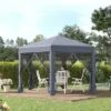 Outsunny 13' X 13' Heavy Duty Pop Up Canopy With Hexagonal Shape, 6 Mesh Sidewall Netting, 3-Level Adjustable Height And Strong Steel Frame