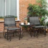 Outsunny Set Of 2 Outdoor Glider Chairs, Porch & Patio Rockers For Deck With PE Rattan Seats, Steel Frames For Garden, Backyard, Poolside, Gray