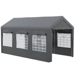 Outsunny 10' X 20' Carport & Party Tent, Height Adjustable Portable Garage With Mesh Windows For Parties, Wedding And Events -Outsunny GUEST fb8530fb faba 4c4f b010 3dbee691ec3c