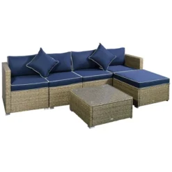 Outsunny 6 Pieces Outdoor PE Rattan Sofa Set, Sectional Conversation Wicker Patio Couch Furniture Set With Cushions And Coffee Table -Outsunny GUEST fc47f6e0 b216 462b a657 8acb77a14647
