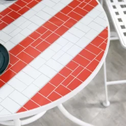 Outsunny 3 Piece Patio Bistro Set, Folding Outdoor Furniture With USA Mosaic Table And Chairs For 4th Of July, Balcony, American Flag -Outsunny GUEST fd16468f 4211 4c45 9eca 219329444f04