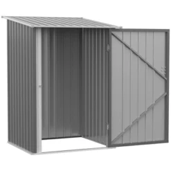 Outsunny 3.3' X 3.4' Lean-to Garden Storage Shed, Small Outdoor Galvanized Steel Tool House With Lockable Door For Patio, Backyard, Lawn, Gray -Outsunny GUEST fe02427a 0ffb 48d2 be5a c6359bfd21b6