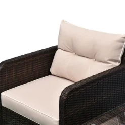 Outsunny 5 Piece Rattan Wicker Lounge Chair, Outdoor Patio Conversation Set With 2 Cushioned Chairs, 2 Ottomans & Tempered Glass Top Coffee Table -Outsunny GUEST fe0d1bd0 8939 46a7 b68d ad2bae929560